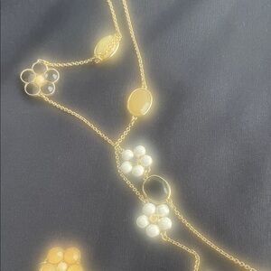 Kate Spade Gold and Cream Floral Necklace